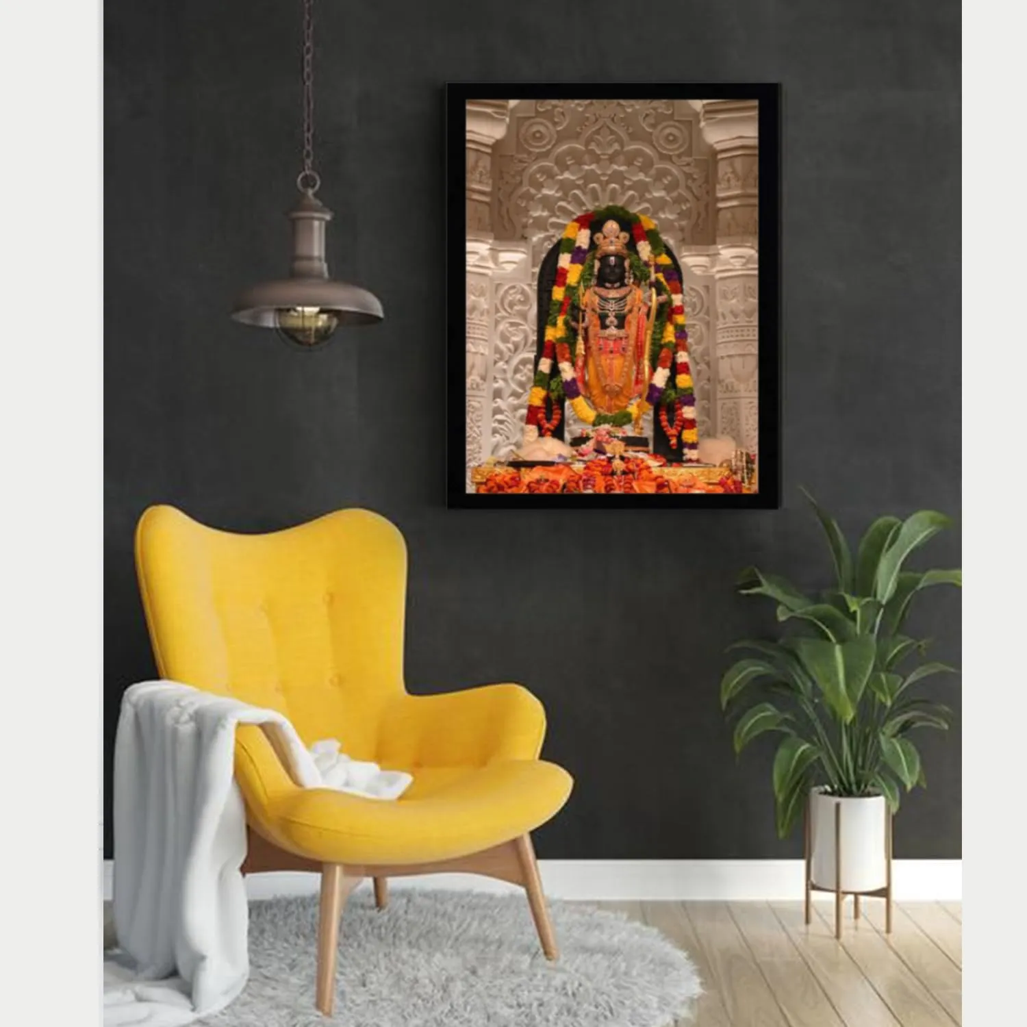 Maurvish Amazing Arts Shri Ram Lalla Idol Photo Frame| Ayodhya Ram Lalla Wall Photo With Wooden Frames For Wall Decor Hanging, Ayodhya Ram idol Photo frame for home (A3-12x18 Inch)