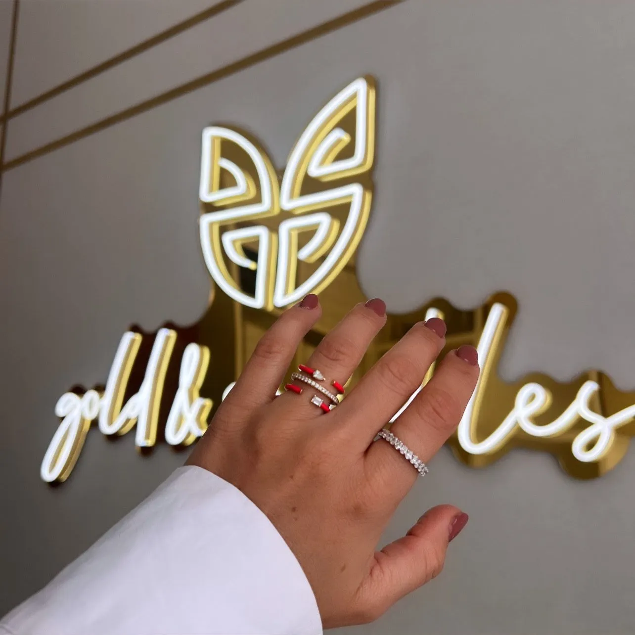Multishape Triple Row Enamel Diamond Statement Ring
